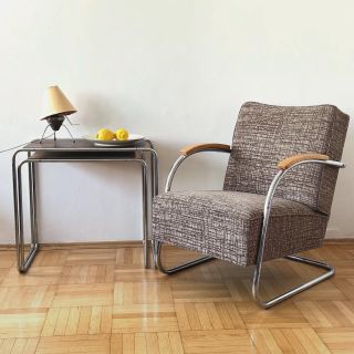 Mücke-Melder armchair, Fn21/Famos, originaly Thonet, than Kovona; nesting tables a bowl of Druzstevni prace-Loket, design...